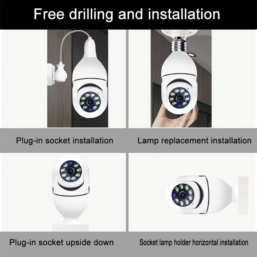360° WLAN-IP-Kamera mit Schwenkfunktion, Nachtsicht, Bewegungserkennung, Zwei-Wege-Audio und LED-Licht