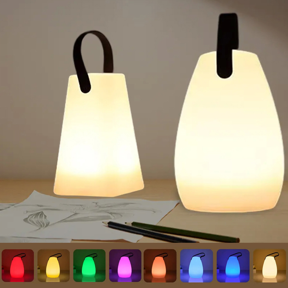 Tischleuchte LED mit Griff - oder oval RGB-Farbwechsel quadratisch 