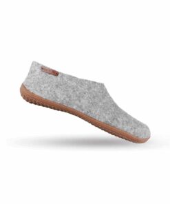 Hausschuhe aus Wolle (100% reine Wolle) - Modell Grau mit Gummisohle