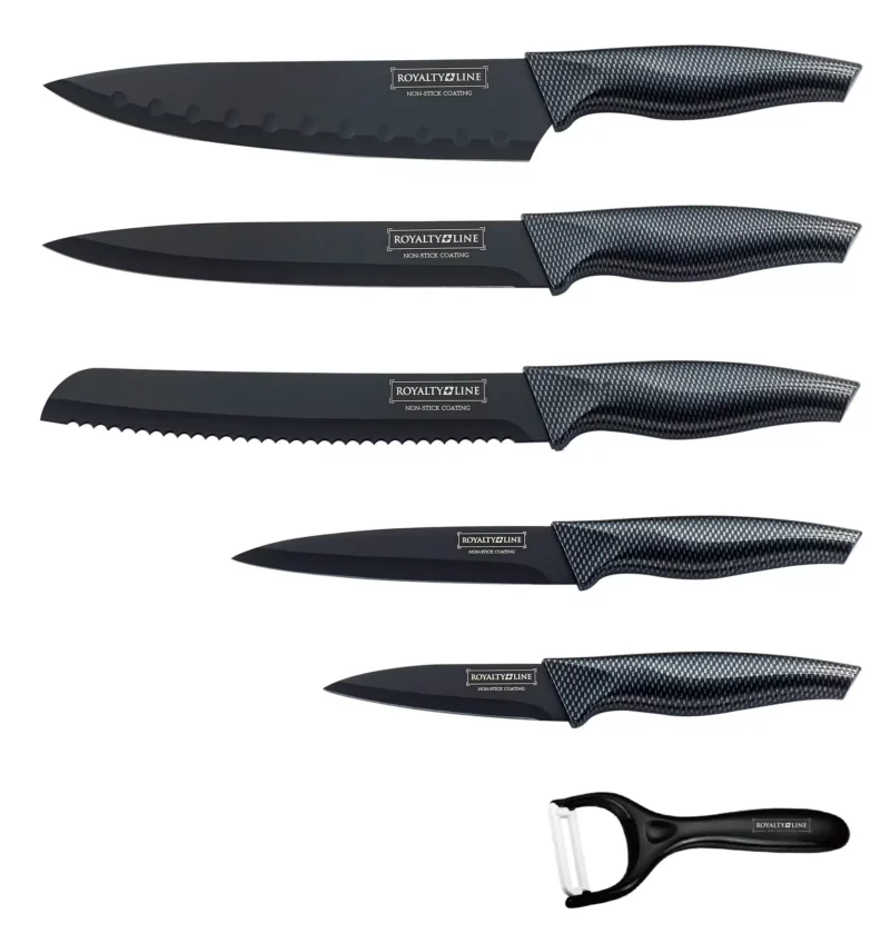 Messerset von Royalty Line ( 5 Teile - rostfrei - schwarz)