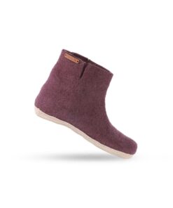 Stiefel aus Wolle (100% reine Wolle) - Modell lila/Ledersohle