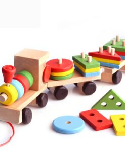 Zugset 3 Wagen - Holzspielzeug mit Lernbausteinen