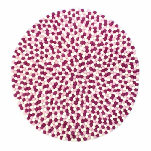 Kugelteppich aus 100 % reiner Nepalwolle -Rosa mehrfarbig