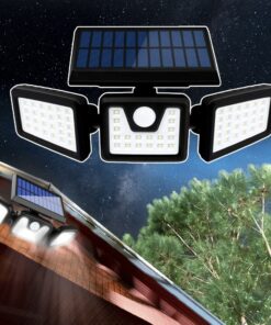 Leistungsstarke LED-Solarzellenlampe mit 3 Spots und Bewegungssensor