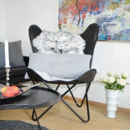 Neuseeländisches Lammfell für Sessel etc. (Weiß schwarz)