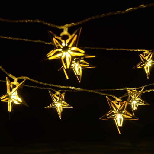 LED-Lichterkette mit goldenen Sternen (3