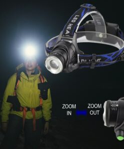 Stirnlampe 1800 Lumen mit einstellbarem Fokus und Zoom