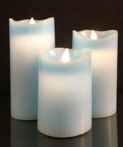 LED-Kerze mit beweglicher 3D-Flamme und Fernbedienung - Blau (3 Stück)