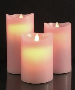 LED-Kerze mit beweglicher 3D-Flamme und Fernbedienung - Rosa (3Stück)