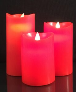 LED-Kerze mit beweglicher 3D-Flamme und Fernbedienung - Rot (3 Stück)