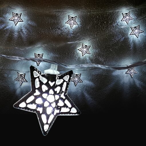 LED-Lichterkette mit silbernen Sternen (3