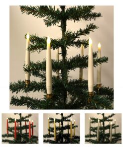 Weihnachtsbaumbeleuchtung LED 10 Stk. Kabellos inkl. Fernbedienung & Klemmen - passend für die meisten Kerzenhalter