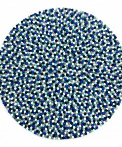 Kugelteppich handgefertigt aus 100 % reiner Wolle – Blau