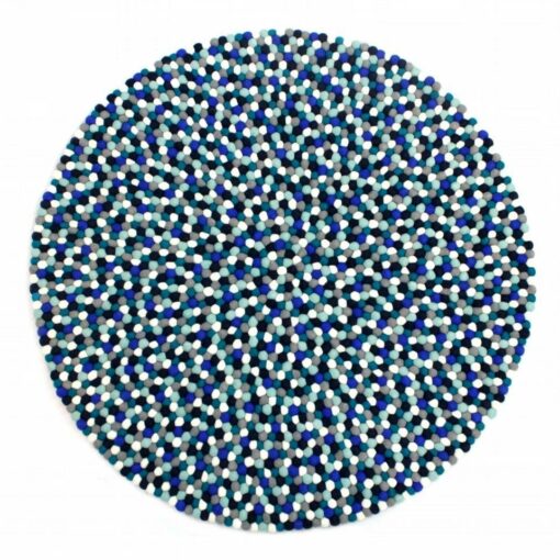Kugelteppich handgefertigt aus 100 % reiner Wolle – Blau