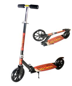 Roller mit großen Rädern und Hinterradbremse - zusammenklappbar (schwarz/orange)