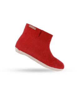 Wollstiefel (100% reine Wolle) - Modell Rot mit Sohle aus Leder