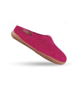 Wollpantoffel (100% reine Wolle) - Model Pink mit Gummisohle