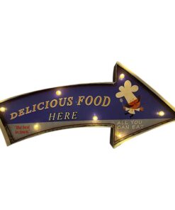 Retro-Schild DELICIOUS FOOD mit Licht